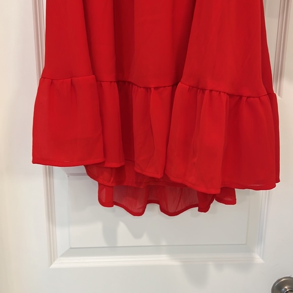 Red Chiffon Mini Dress - Picture 5 of 9
